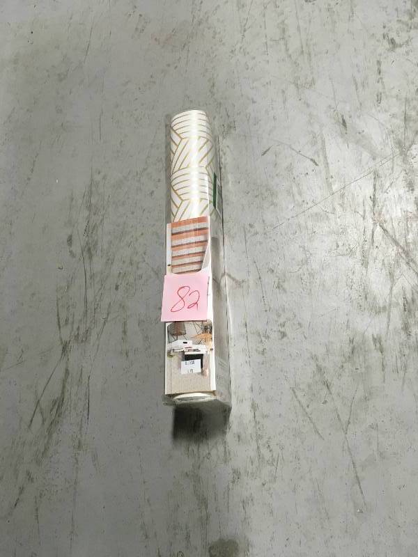 lot 82 image: Stripped Hexagon Peel & Stick Wallpaper WhiteGold - RoomMates