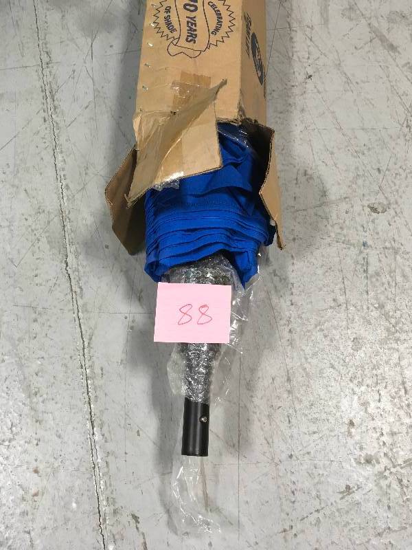 lot 88 image: 11 ft. Fiberglass Collar Tilt Double Vented Patio Umbrella in Pacific Blue Pacifica in good conditions