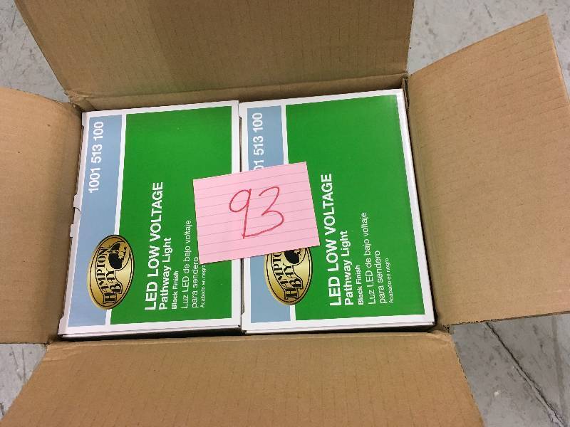 lot 93 image: Hampton Bay Low Voltage LED Path Light - Black - 1001-513-100  CASE OF 2 PACK not used
