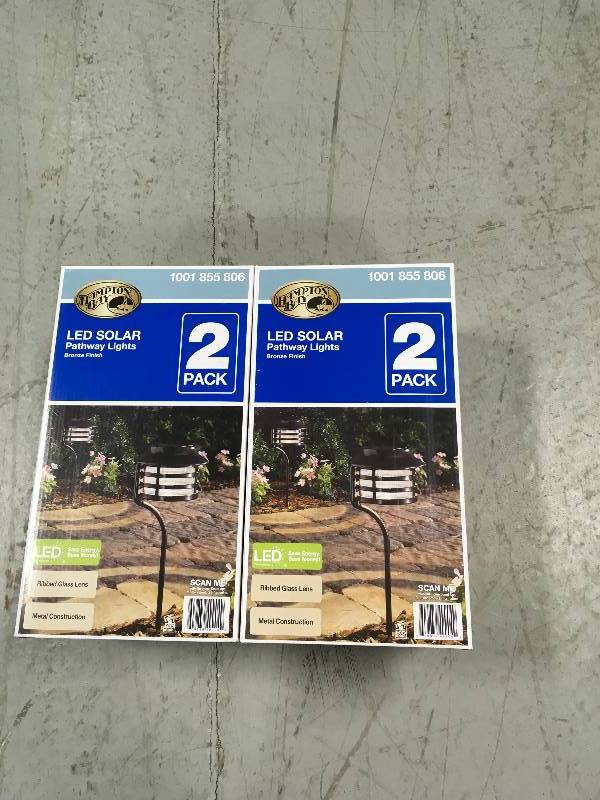 lot 95 image: LOT OF 2 (2-pack) Hampton Bay LED Solar Pathway Lights