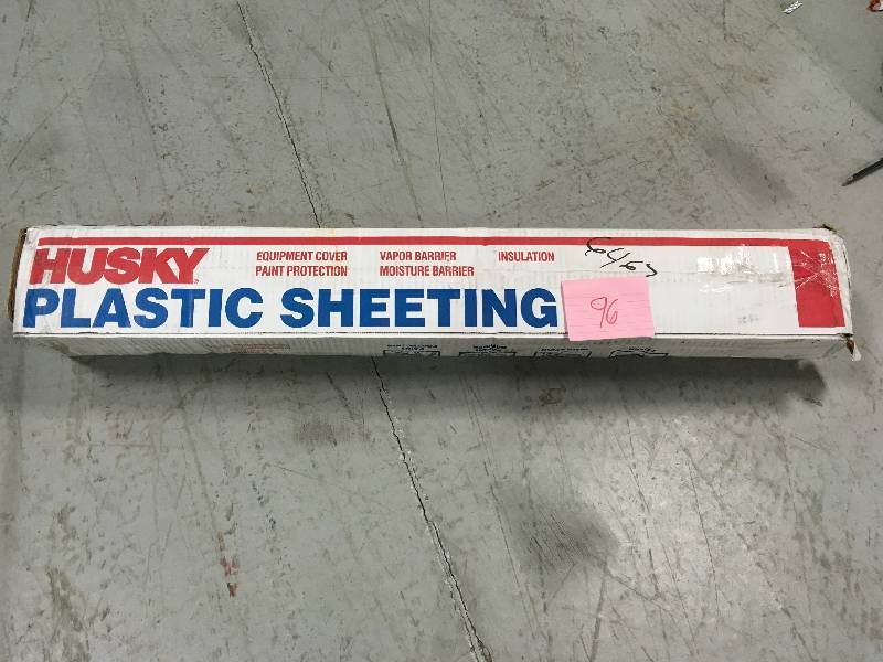 lot 96 image: HUSKY 12 ft. x 100 ft. Black 4 mil Plastic Sheeting not used