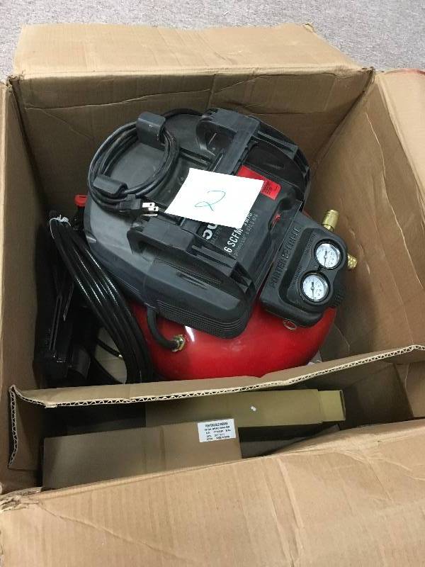 lot 2 image: Porter Cable Compressor Tool Kit, With Finish And Brad Nailer in good working condition