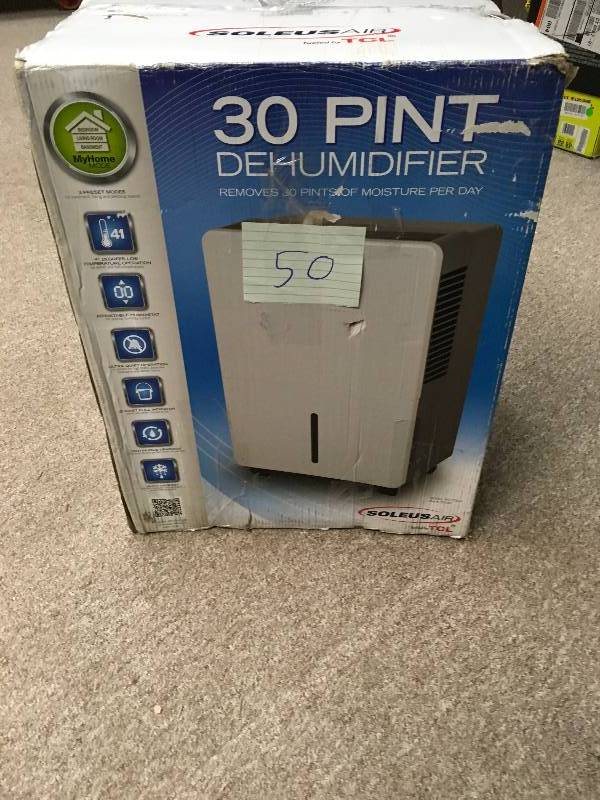 lot 50 image: 30-Pint Portable Dehumidifier in WhiteGray in like new condition