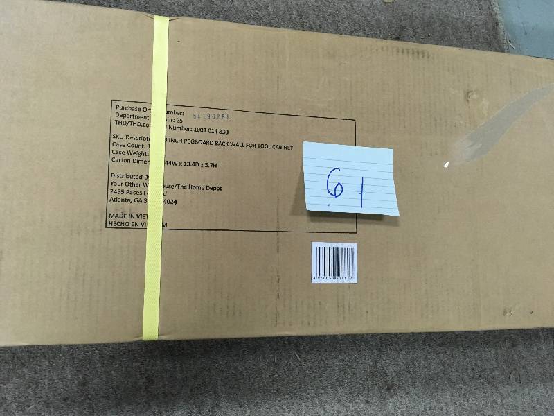 lot 61 image: HUSKY 46 in. Pegboard Back Wall for Tool Cabinet new