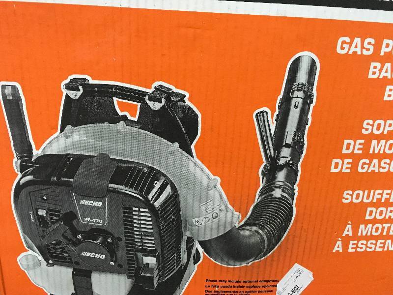 lot 63 image: ECHO PB-770H Gas Powered Backpack Leaf Blower in like new condition