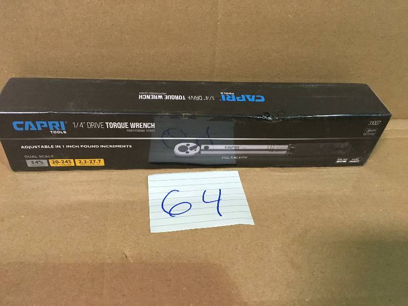 lot 64 image: Capri Tools 31007 20-245 Inch Pound Torque Wrench, 14-Inch Drive not used