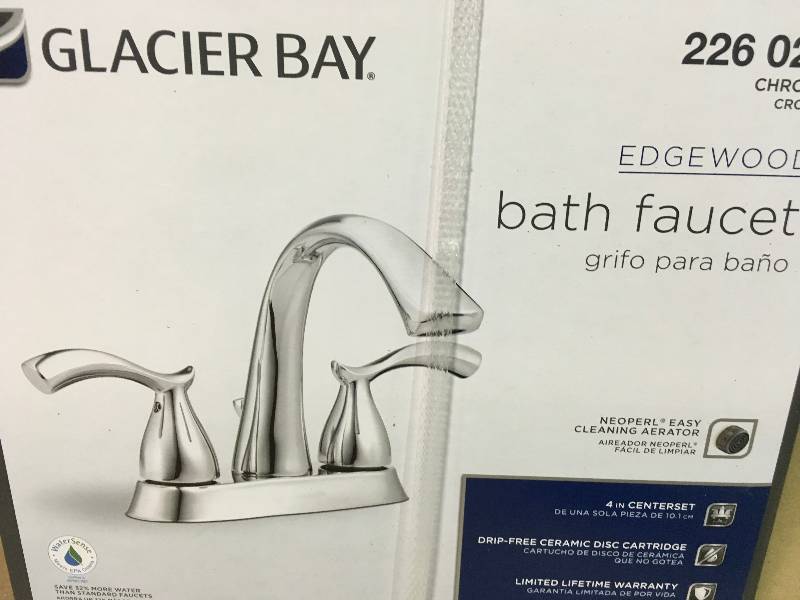 lot 78 image: Glacier Bay Edgewood 4 in Centerset Bathroom Faucet 2 Handle Chrome not used