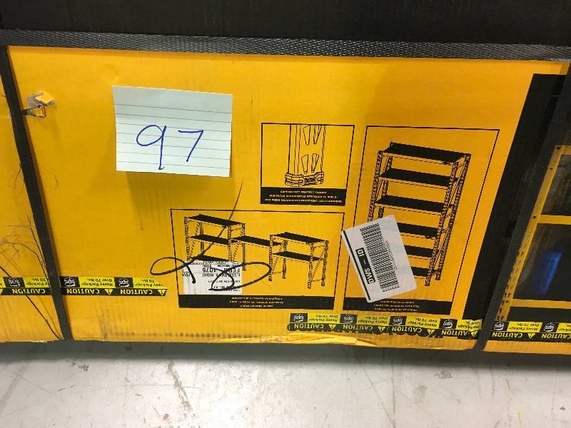 lot 97 image: Dewalt 3 Shelf Steel  Laminate Expandable Industrial Storage Rack Unit not used