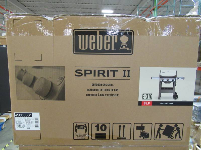 lot 31 image: NEW IN BOX - Weber Spirit II E-310 3-Burner Propane Gas Grill in Ivory, Model 45060001
