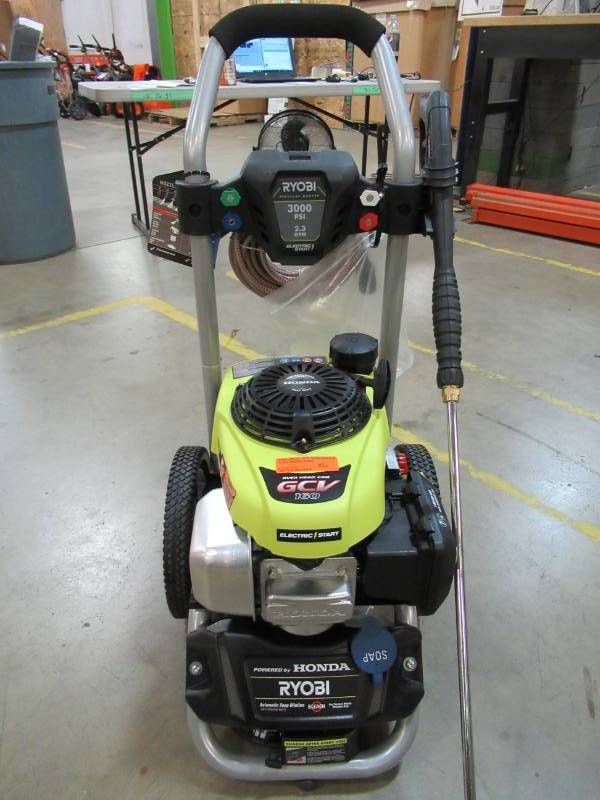 lot 8 image: LIKE NEW - Ryobi 3,000-PSI 2.3-GPM Honda Electric Start Gas Pressure Washer, Model RY803000E