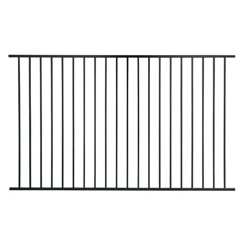 lot 128 image: (3 Panels) US Door & Fence Pro Series 4.84 ft. H x 7.75 ft. W Black Steel Fence Panel