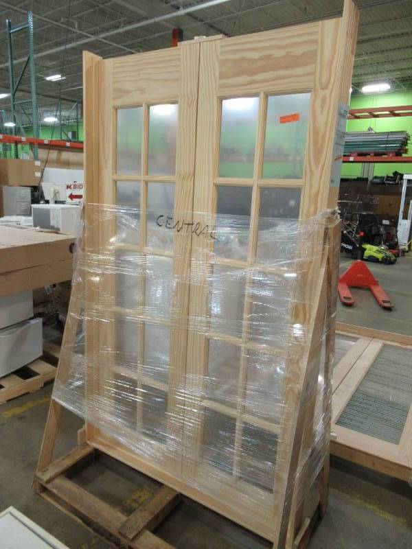 lot 40 image: 48 in. x 80 in. 10-Lite Clear Wood Pine, Unfinished, Prehung Interior French Door