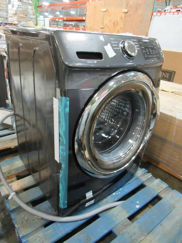 lot 35 image: DAMAGED - Samsung 4.5-cu ft High Efficiency Stackable Front-Load Washer (Black Stainless Steel) ENERGY STAR WF45N5300AV