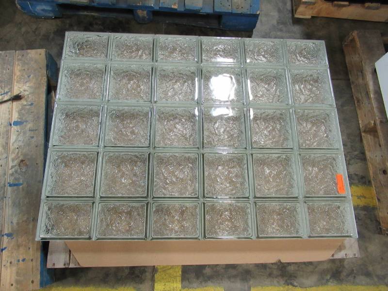 lot 44 image: 35 X 47 X 3 Frameless Ice Pattern Glass Block Window.