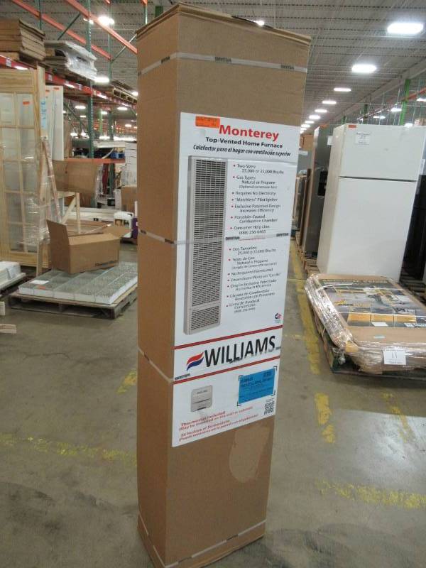 lot 45 image: Williams 16 in. x 65-34 in. 25000 BTU High Altitude 6001 ft. - 8000 ft. Top Vent Natural Gas Wall Heater