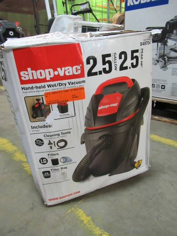 lot 106 image: Shop-Vac c 2.5-Gallon 2.5-Peak-HP Shop Vacuum, Model 549704