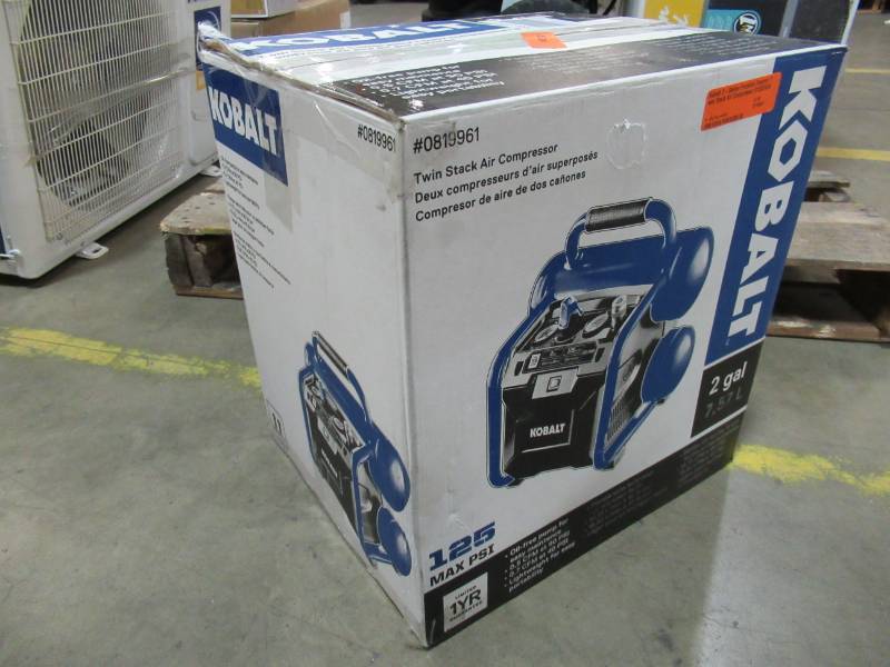 lot 119 image: Kobalt 2-Gallon Portable Electric Twin Stack Air Compressor 0120242A