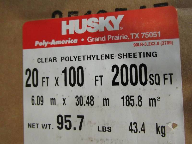 lot 54 image: Husky 20 ft. x 100 ft. Clear 10 mil Plastic Sheeting