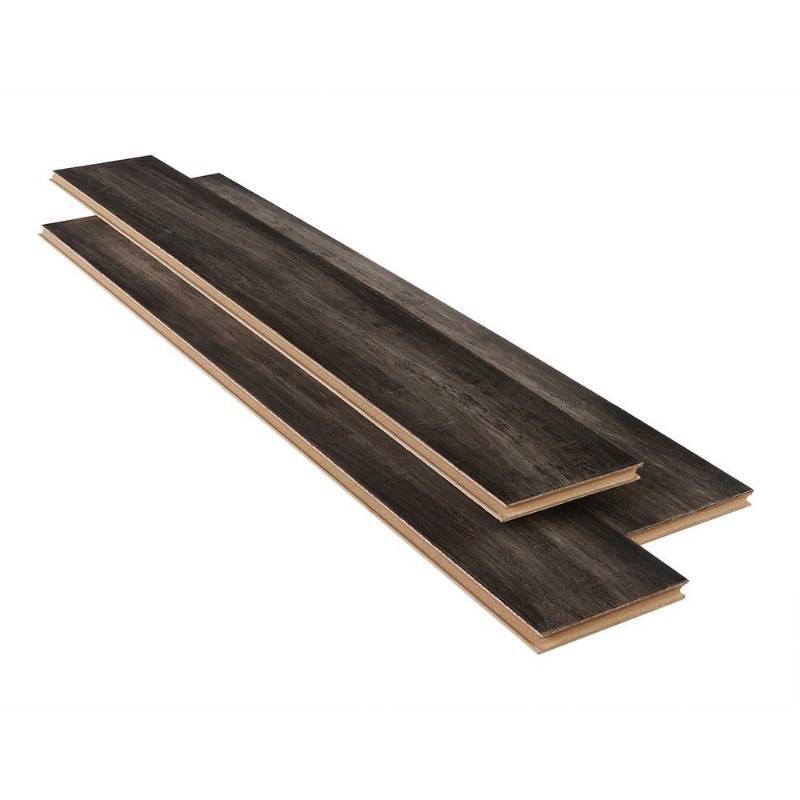 lot 10A image: 32 Cases of Home Decorators Collection Hand Scraped Strand Woven Tacoma 38 in. T x 5-15 in. W x 36.02 in. L Engineered Click Bamboo Flooring