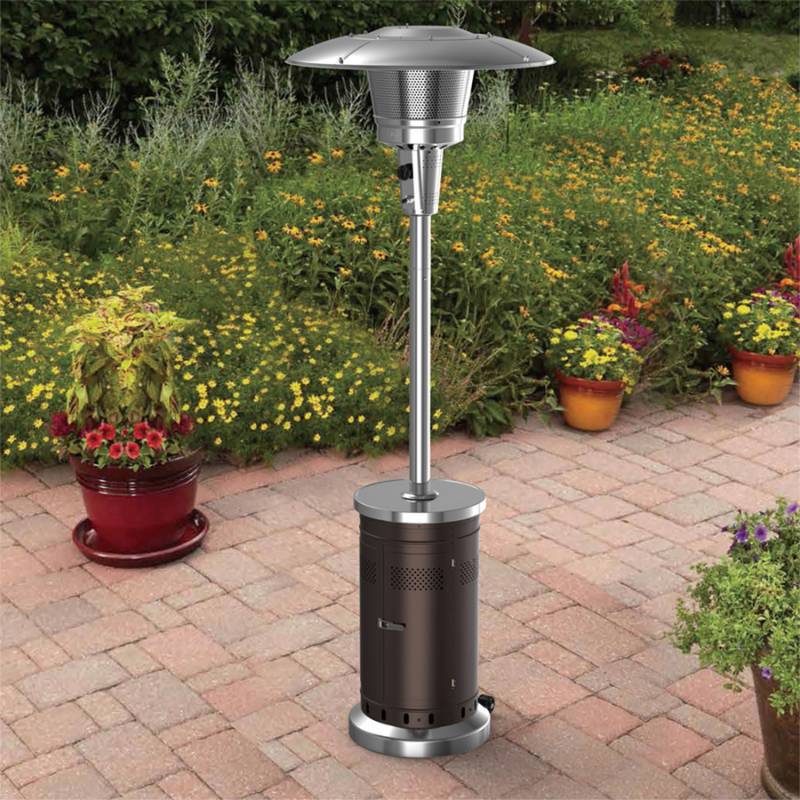 lot 68 image: Garden Treasures 47,000-BTU Mocha Steel Floorstanding Liquid Propane Patio Heater PG183H