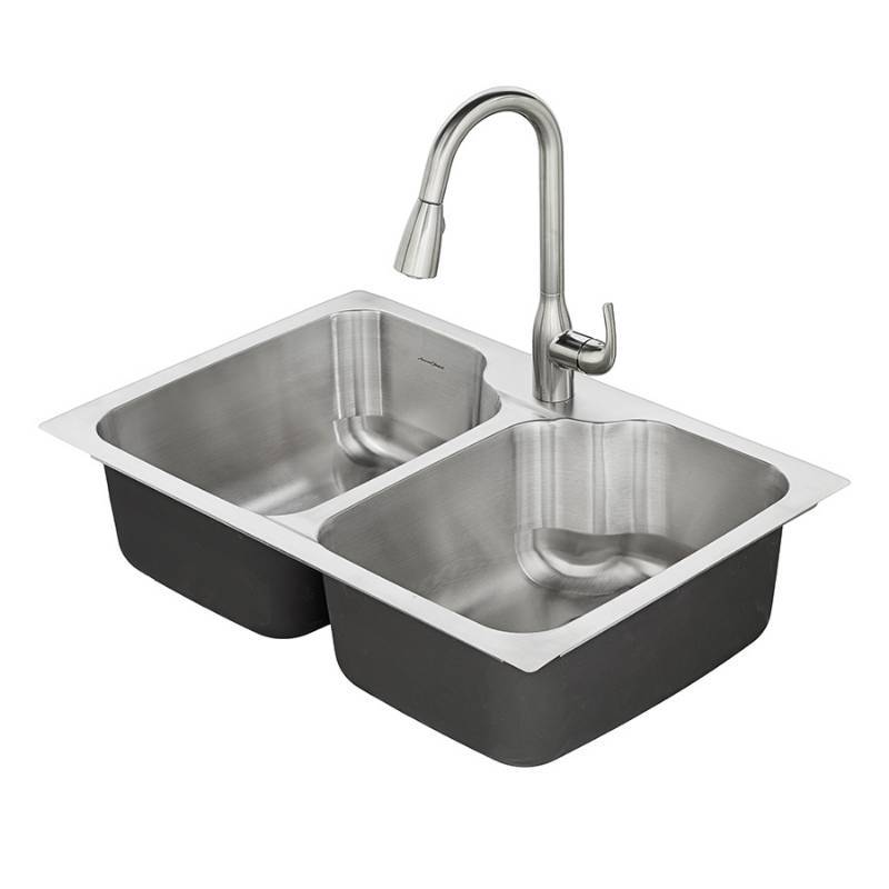 lot 122 image: American Standard Tulsa 33-in x 22-in Stainless Steel Double-Basin
