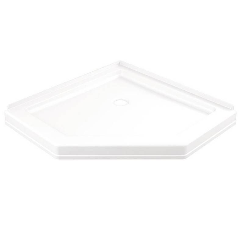 lot 161 image: Unbranded 38.25 in. x 38.25 in. Single Threshold Neo Angle Shower Base in White B79912-3838-WH