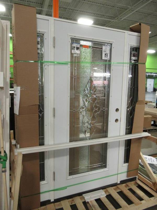 lot 12A image: JELD-WEN 66 in. x 80 in. Full Lite Langford Primed Steel Prehung Right-Hand Inswing Front Door with Sidelites
