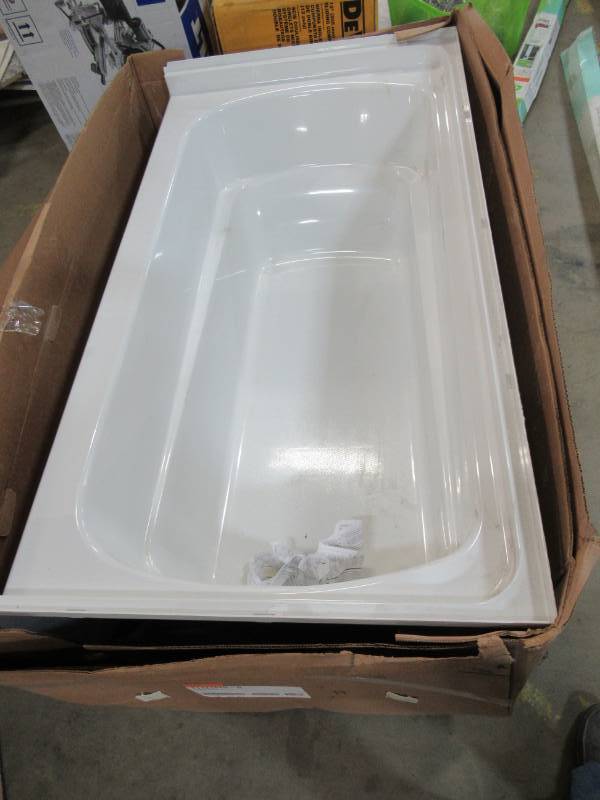 lot 63 image: Sterling Ensemble 60-in White with Right-Hand Drain - SMALL CRACK Back Left Corner
