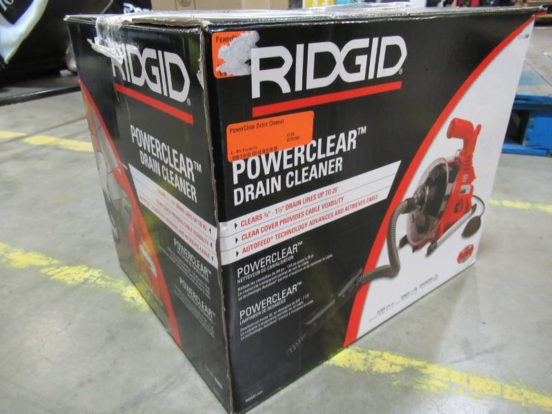 lot 71 image: Ridgid PowerClear Drain Cleaner, Model 55808.