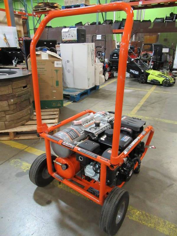 lot 10 image: Ridgid Zero Gravity 8 Gal. Gas Power Air Compressor, Model GP80150RTB.
