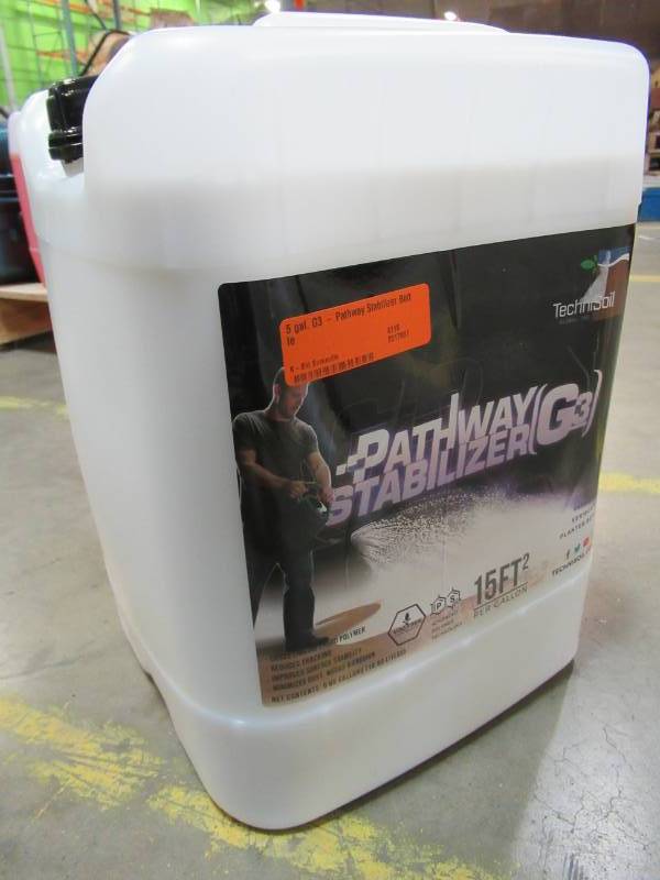 lot 156 image: Technisoil 5 gal. G3 - Pathway Stabilizer Bottle. Model TP5