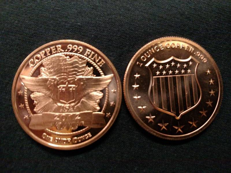 (2) One Ounce .999 Copper Coins...