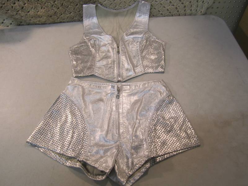 lot 80 image: Silver Leather Shorts and Vest Set ...