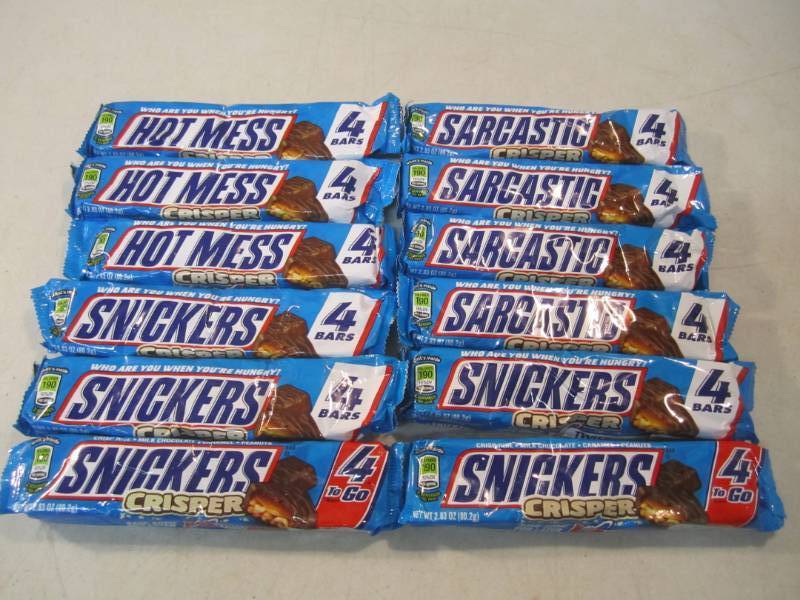 lot 109 image: 12 Snickers Crisper 4 to go Candy B...