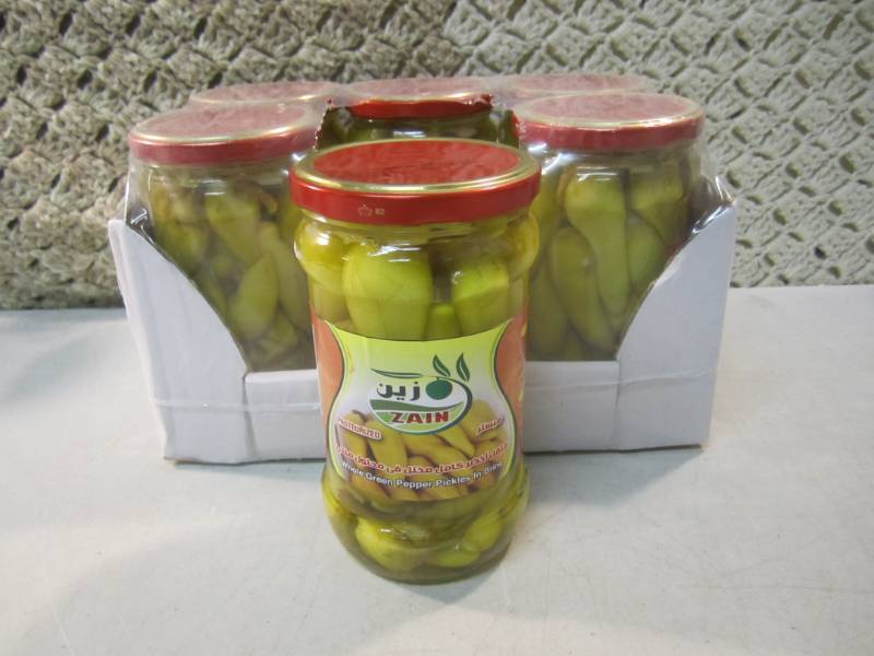 lot 250 image: Case of 6 Jars of Whole Green Peppe...