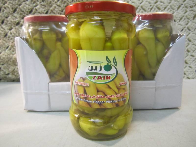 lot 253 image: Case of 6 Jars of Whole Green Peppe...
