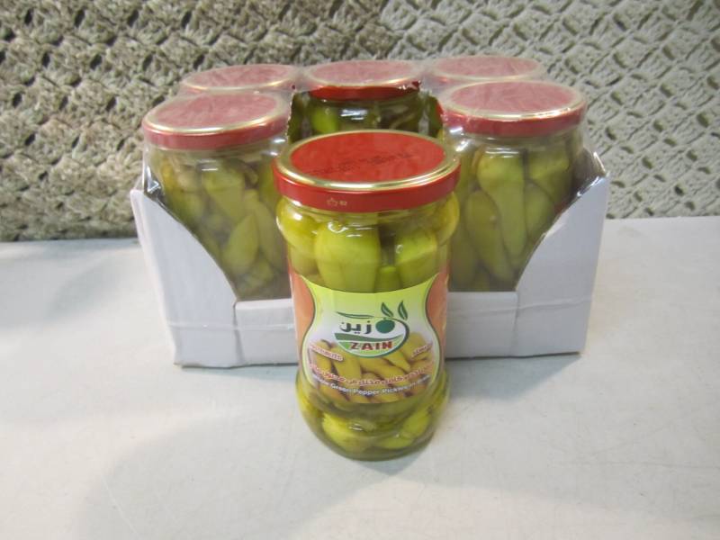 lot 254 image: Case of 6 Jars of Whole Green Peppe...