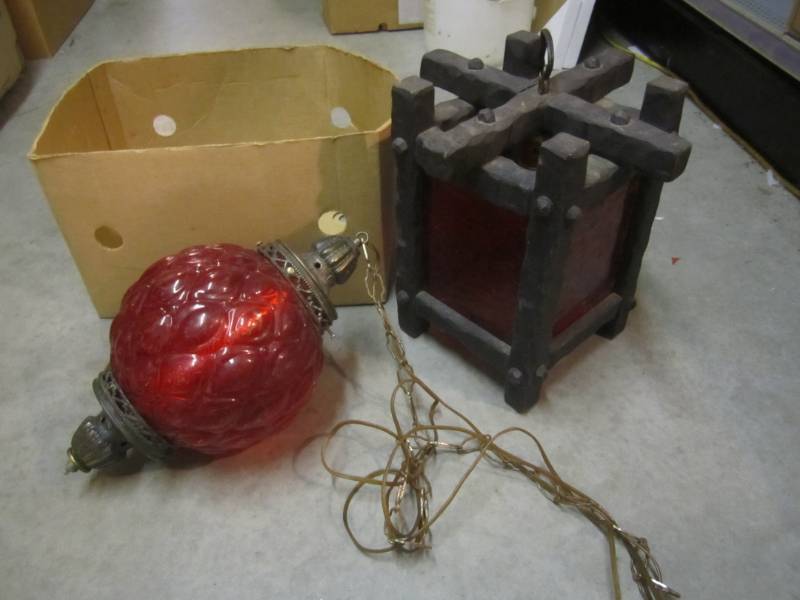 lot 302 image: Lot of 2 Vintage Red Lens Hanging L...