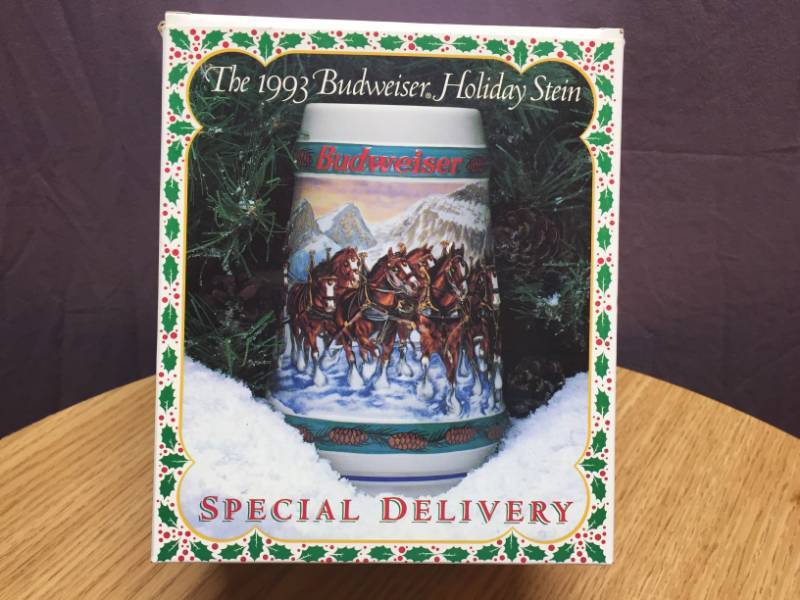 lot 12 image: 1993 Budweiser Holiday Stein