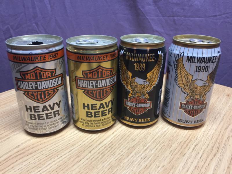 lot 42 image: Harley Davidson Milwaukee Beer Cans 1987-1990
