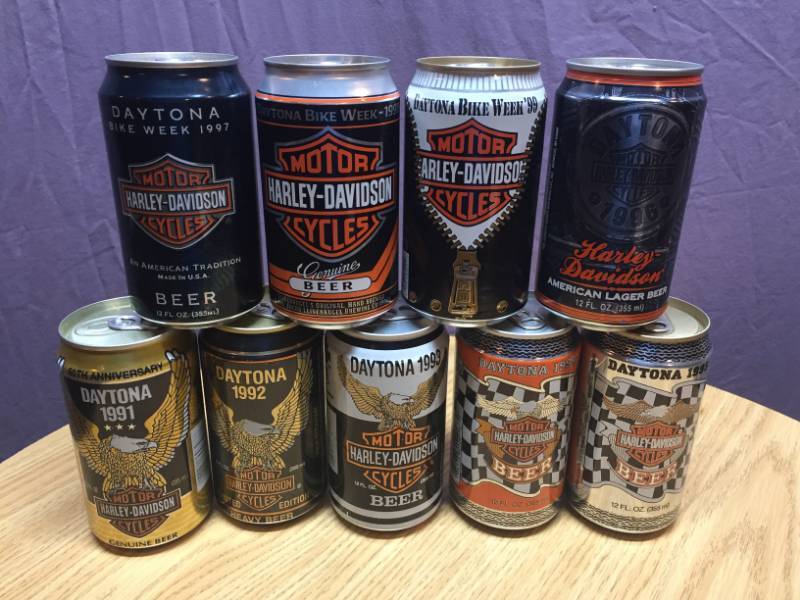 lot 44 image: Harley Davidson Beer Cans Daytona 1991-1999