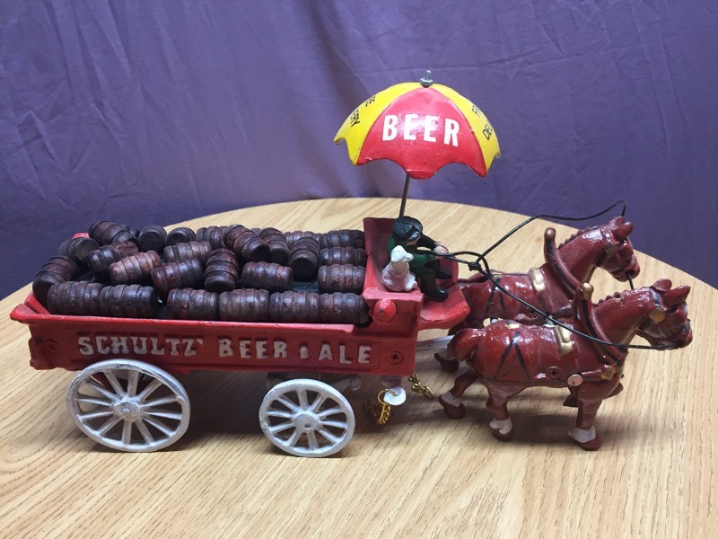 lot 74 image: Toy Metal Beer Wagon