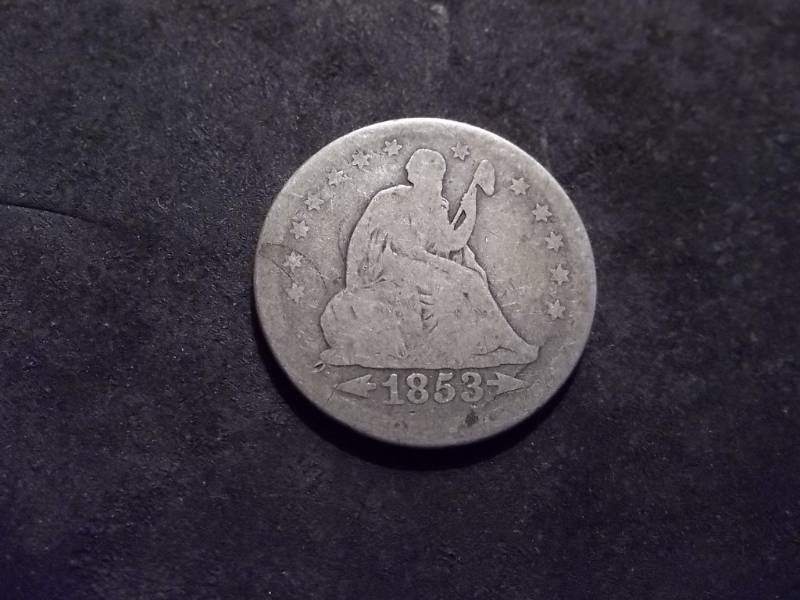 1853 Seated  Liberty Quarter With Arrows & Rays