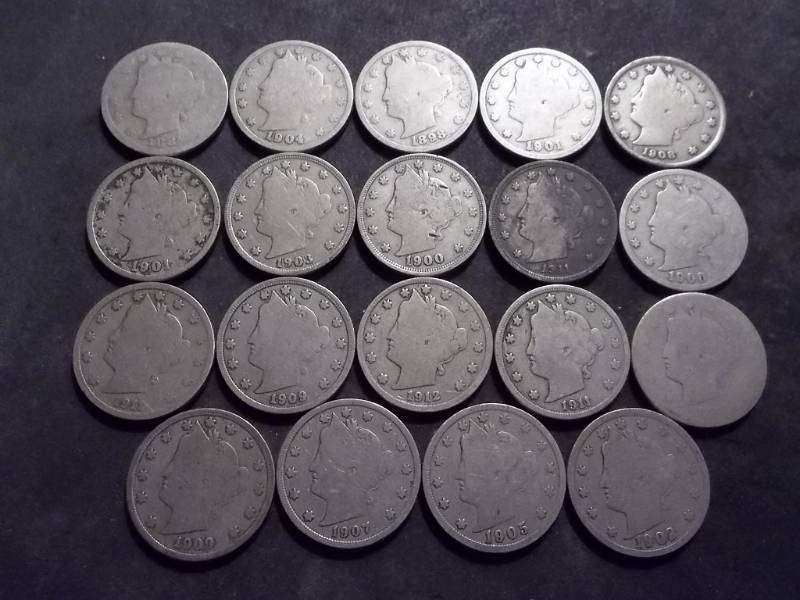 19 V-Nickels Assorted Dates