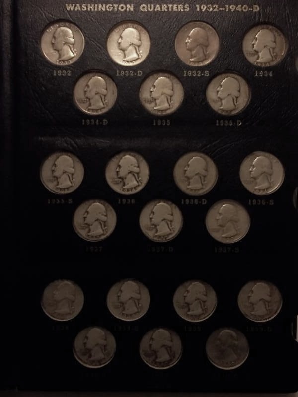 Washington Quarter Collection In Whitman Album With Clear Slides.