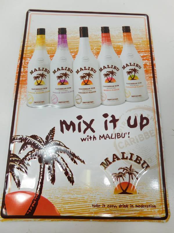 lot 5 image: Malibu Caribbean Rum Metal Sign