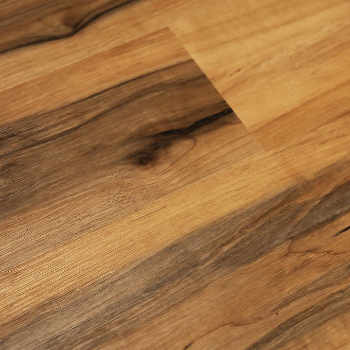 lot 5 image: Capri Maple HDPC Waterproof Plank Flooring, Retail $35.99
