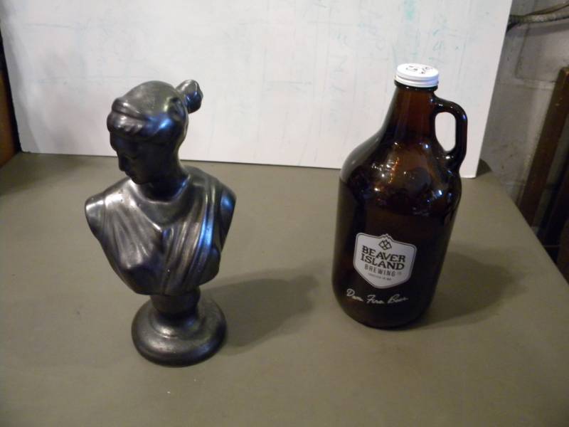 Decanter Statue & Beaver Island Brewing Growler
