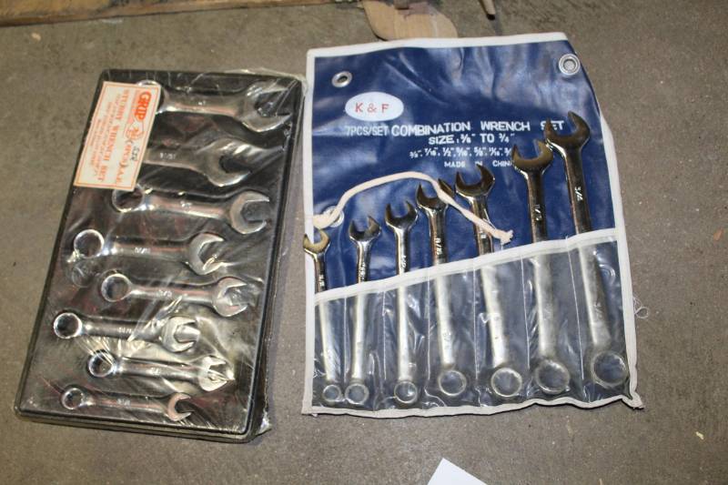 lot 35 image: Lot of (2) Wrench Sets - K&F 7-Piece SAE Combination, GRIP 8-Piece SAE Stubby