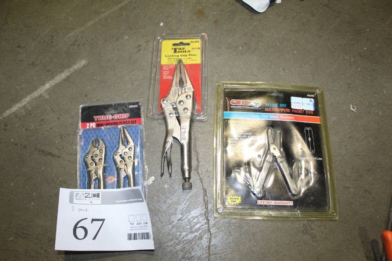 lot 67 image: Lot of (2) Locking Pliers - True-Grip 2-Piece, T&E Tools
